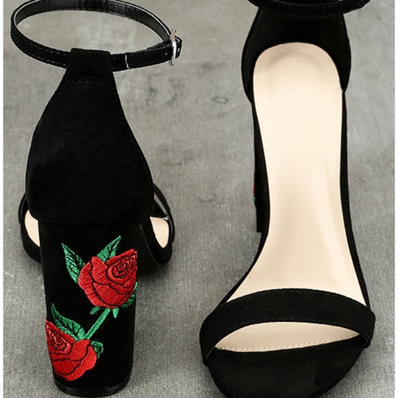 heels with roses on the back